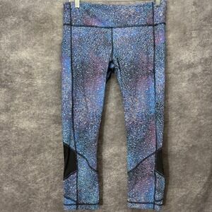Lululemon Pace Rival Crop 22" Strive Multi Black Womens 8 Purple Galaxy Print